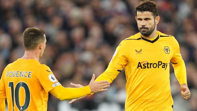 Diego Costa makes his Wolves debut vs West Ham at the London Stadium