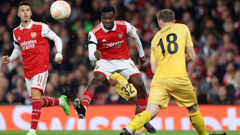 Eddie Nketiah fires wide early on as Arsenal take on Bodo/Glimt in the Europa League