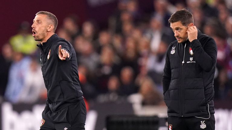 Gary O&#39;Neil issues instructions at the London Stadium