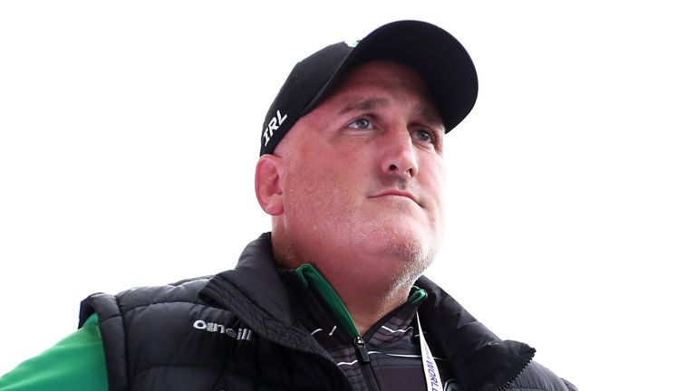 LEEDS, ENGLAND - OCTOBER 16: Ged Corcoran, Head Coach of Ireland looks on ahead of the Rugby League World Cup 2021 Pool C match between Jamaica and Ireland at Headingley on October 16, 2022 in Leeds, England. (Photo by George Wood/Getty Images for RLWC)