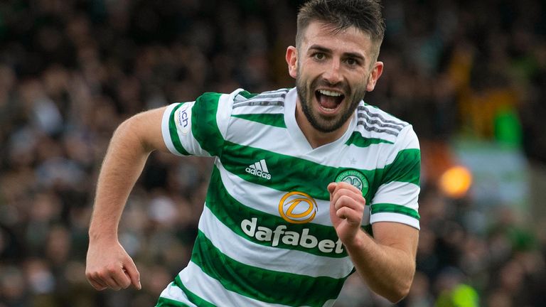 Celtic's Greg Taylor celebrates his goal to make it 2-0