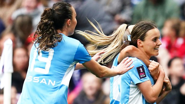 Hayley Raso anotó para el Manchester City en la final de la Copa FA de la temporada pasada contra el Chelsea 