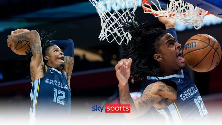 Memphis Grizzlies guard Ja Morant dunks during the preseason game against the Detroit Pistons