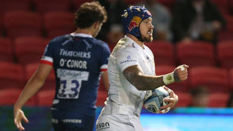 Bristol Bears v Exeter Chiefs - Gallagher Premiership - Ashton Gate
Exeter Chiefs' Jack Nowell celebrates after scoring his side's opening try of the game during the Gallagher Premiership match at Ashton Gate, Bristol. Picture date: Friday October 7, 2022.