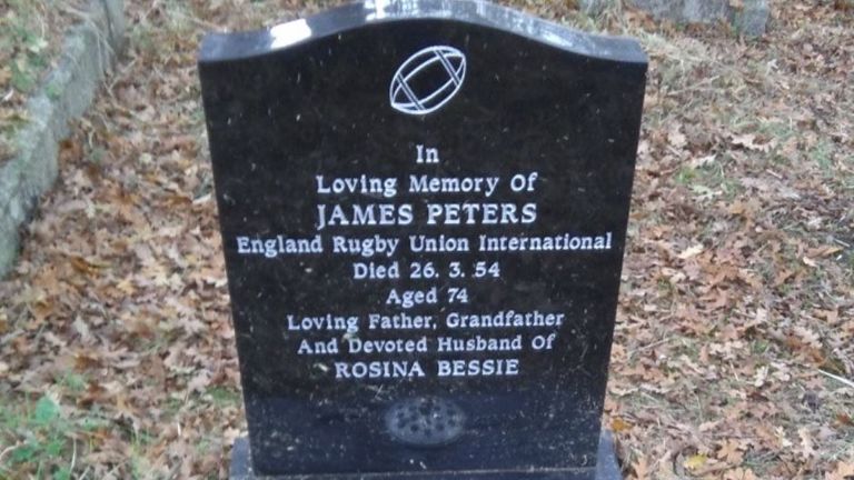 James Peters - England's first black rugby players - restored headstone, 2015