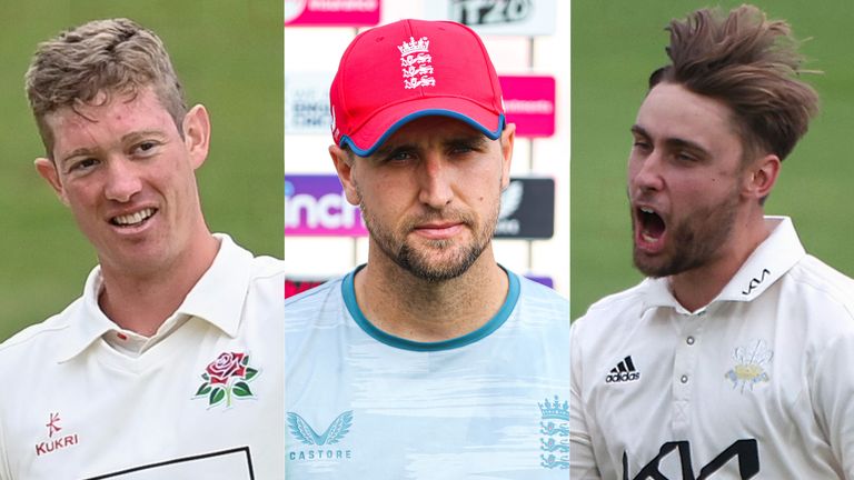 Keaton Jennings, Liam Livingstone and Will Jacks (left to right) are in England's Test squad for the three-match series in Pakistan in December