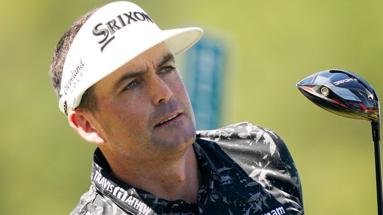 Keegan Bradley watches his drive from the second tee during the final round of the Sanderson Farms Championship golf tournament in Jackson, Miss., Sunday, Oct. 2, 2022. (AP Photo/Rogelio V. Solis) 