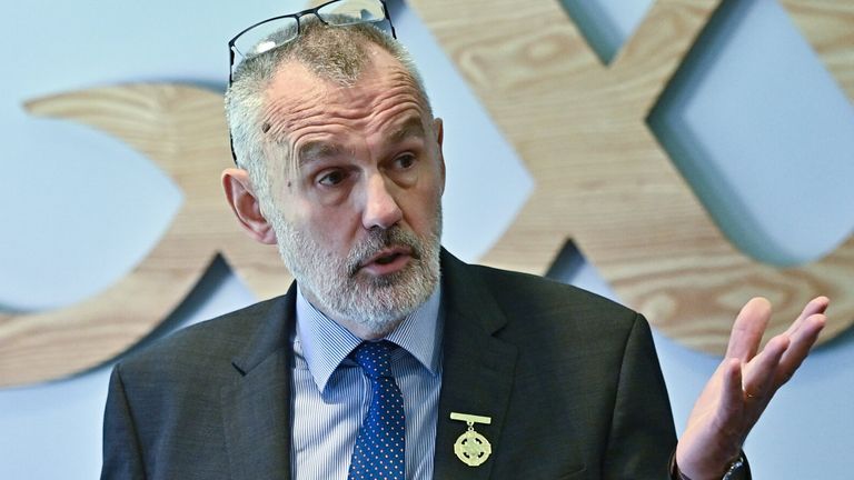 13 October 2022;  Uachtar..n Chumann L..thchleas Gael Larry McCarthy speaking during the GAA Referees Respect Day at Croke Park in Dublin. Photo by Sam Barnes/Sportsfile 