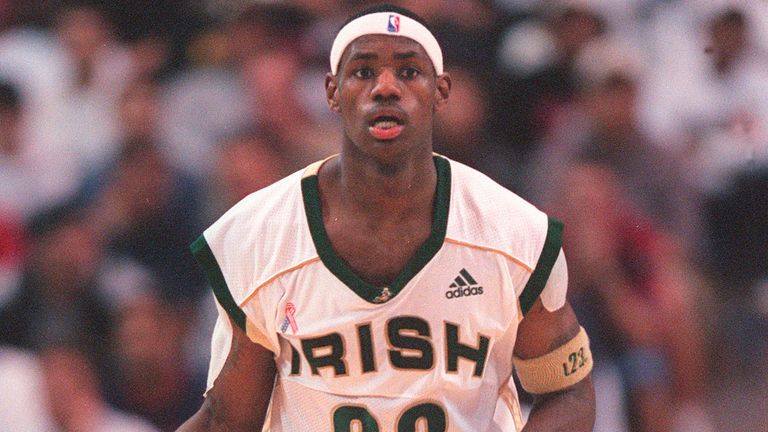 LeBron James pictured in action for St. Vincent-St. Mary High school in 2003