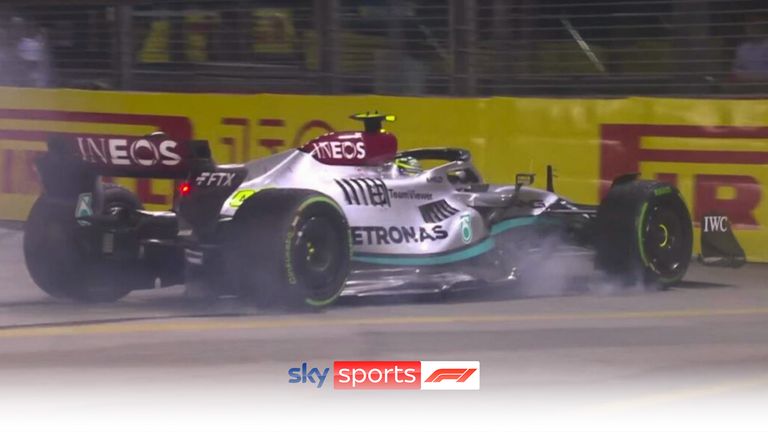 Hamilton hits the barriers
