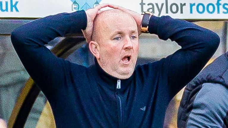 Livingston manager David Martindale despairs as his side suffered defeat