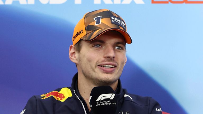 Max Emilian Verstappen, a Belgian-Dutch racing driver and the 2021 Formula One World Champion, attends a press conference in Suzuka City, Mie Prefecture on October 6, 2022. Max Emilian Verstappen speaks about Japanese Grand Prix.( The Yomiuri Shimbun via AP Images )