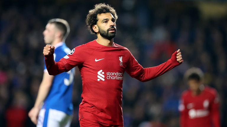 Mo Salah came off the bench to score a second-half hat-trick for Liverpool at Rangers in the Champions League