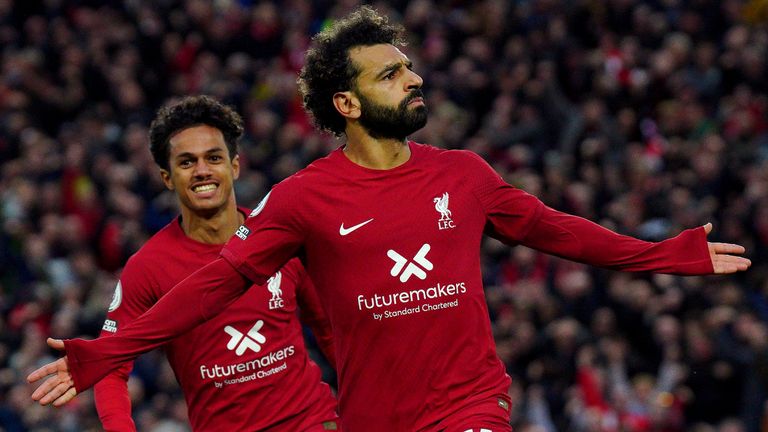 Mohamed Salah celebrates his opener