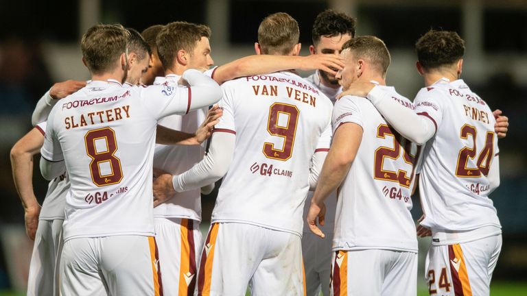 Motherwell's Kevin Van Veen celebrates after making it 1-0 against Ross County