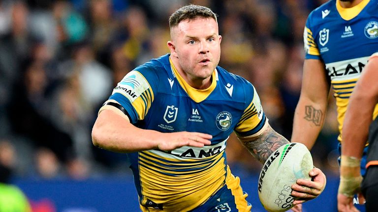 SYDNEY, AUSTRALIA - JUNE 13: Nathan Brown of the Eels runs the ball during the round fourteen NRL match between the Parramatta Eels and Wests Tigers at Bankwest Stadium on June 13, 2021 in Sydney, Australia. (Photo by Steven Markham/Speed Media/Icon Sportswire)