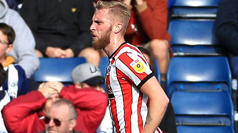 Sheffield United's Oli McBurnie celebrates his goal