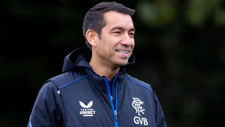 GLASGOW, SCOTLAND - OCTOBER 11: Giovanni van Bronckhorst during a Rangers training session at The Rangers Training Centre, on October 11, 2022, in Glasgow, Scotland. (Photo by Alan Harvey / SNS Group)...