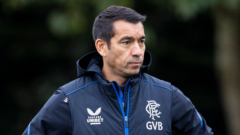 GLASGOW, SCOTLAND - OCTOBER 11: Giovanni van Bronckhorst during a Rangers training session at the Rangers Training Center on October 11, 2022 in Glasgow, Scotland.  (Photo by Alan Harvey/SNS Group)...