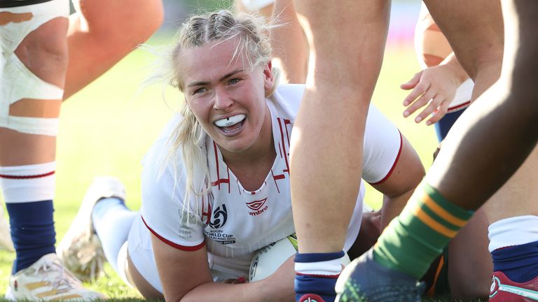 Rosie Galligan scored three tries for England during the contest