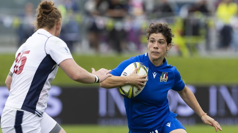 Italy's Aura Muzzo in action during the 2022 Women's Rugby World Cup (PA Images)