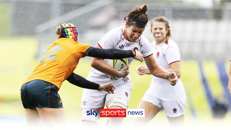 England&#39;s Sarah Hunter during the Women&#39;s Rugby World Cup Quarter-final match at Waitakere Stadium in Auckland