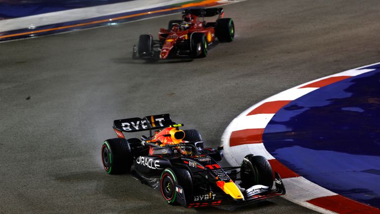 Sergio Perez held off Charles Leclerc to win the Singapore GP