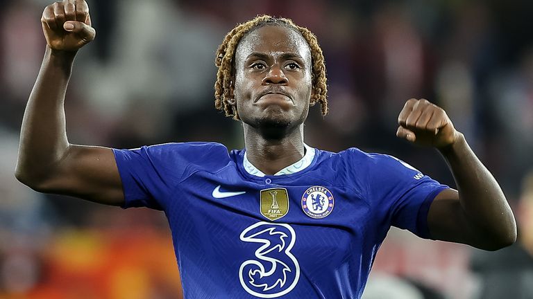 SALZBURG, AUSTRIA - OCTOBER 25: Trevoh Chalobah of Chelsea FC celebrate after the UEFA Champions League group E match between FC Salzburg and Chelsea FC at Football Arena Salzburg on October 25, 2022 in Salzburg, Austria. (Photo by Roland Krivec/DeFodi Images via Getty Images)