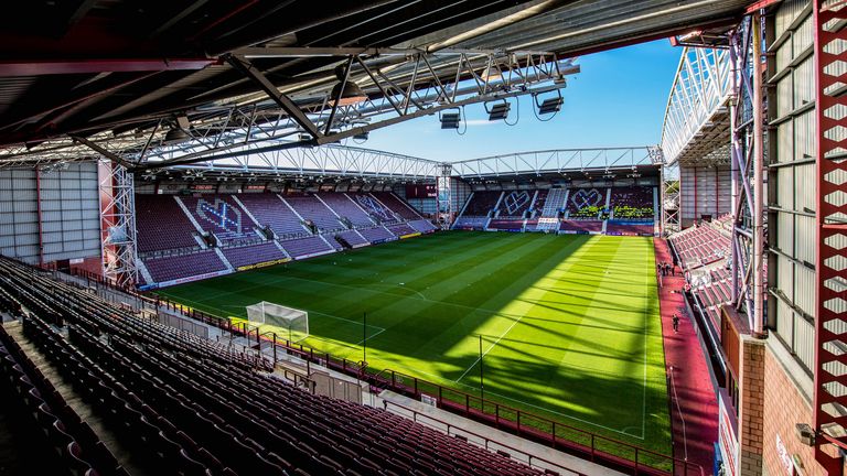 Edinburgh, İskoçya - 31 Ağustos: Hearts ve Kilmarnock arasında 31 Ağustos 2022'de Edinburgh, İskoçya'da Tynecastle'da yapılan Premier Spor Kupası maçı sırasında genel bir stadyum manzarası.  (Fotoğraf Ross Parker / SNS Group tarafından)