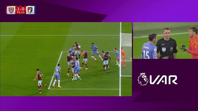 West Ham's goal on the stroke of half-time stood