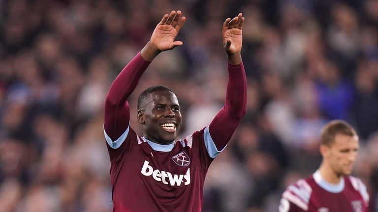 Kurt Zouma celebrates giving West Ham the lead