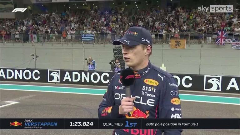 Max Verstappen en la pole se une a Sergio Pérez y Charles Leclerc para discutir la clasificación para el Gran Premio de Abu Dhabi