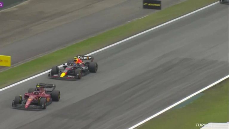 Carlos Sainz overtakes Sergio Perez
