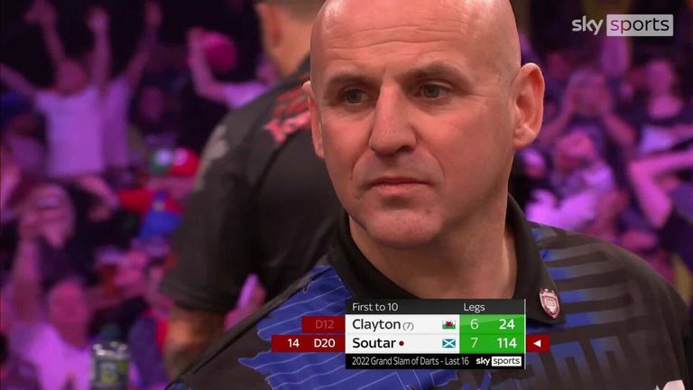 Watch Alan Soutar take out this spectacular 114 checkout against Jonny Clayton