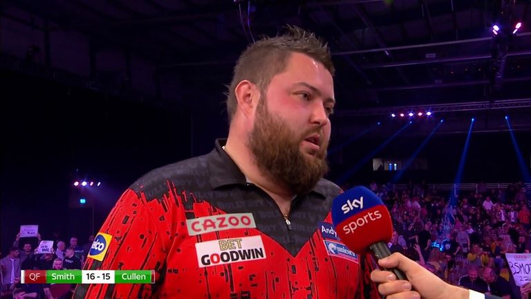 Michael Smith bangkit dari ketinggalan 15-13 untuk mengungguli Joe Cullen dalam epik semifinal