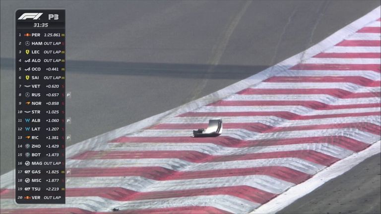 Pierre Gasly menyebabkan bendera merah pertama sesi FP3 setelah kening roda tiba-tiba terbang menyebabkan tusukan