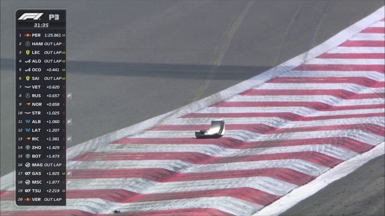 Pierre Gasly causes the first red flag of the FP3 session after the wheel brow suddenly flew off causing a puncture