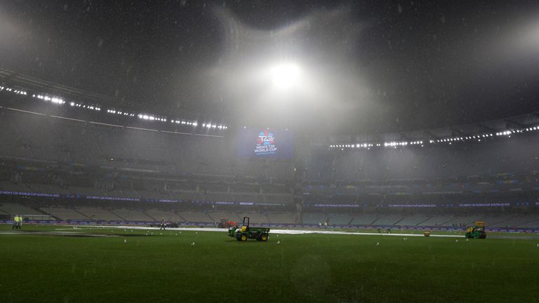 Rain at the Melbourne Cricket Ground (Associated Press)