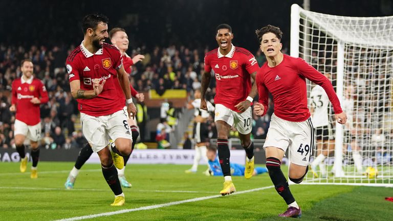 Manchester United&#39;s Alejandro Garnacho celebrates his match-winner