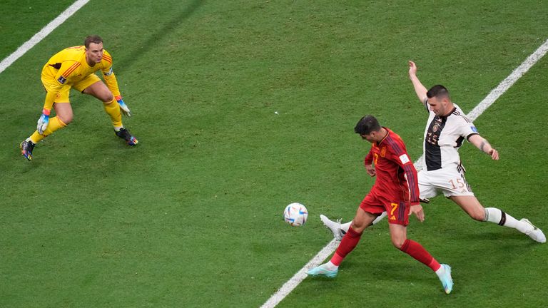 Alvaro Morata&#39;s deft touch puts Spain 1-0 up