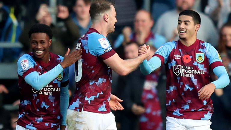 Burnley's Anass Zaroury (right) celebrates scoring his sides second goal