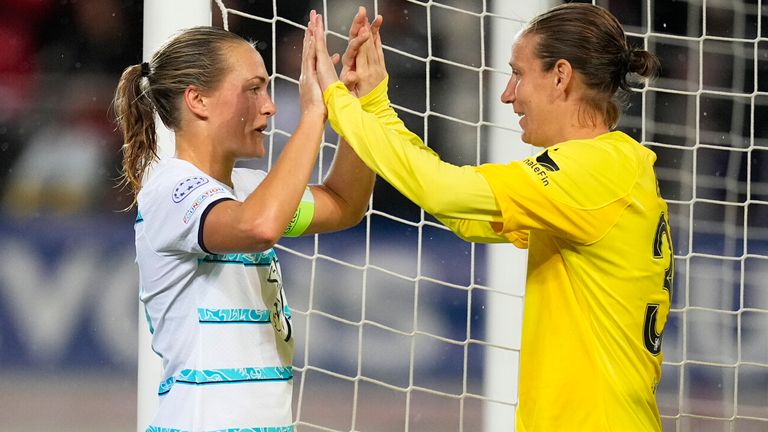 Ann-Katrin Berger has continued to play for Chelsea during her treatment, starting in the last five WSL games