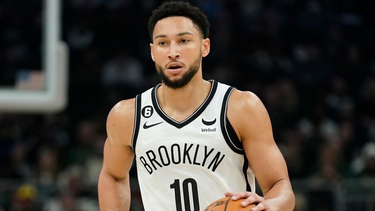 Brooklyn Nets guard-forward Ben Simmons during the first half of an NBA clash with the Milwaukee Bucks
