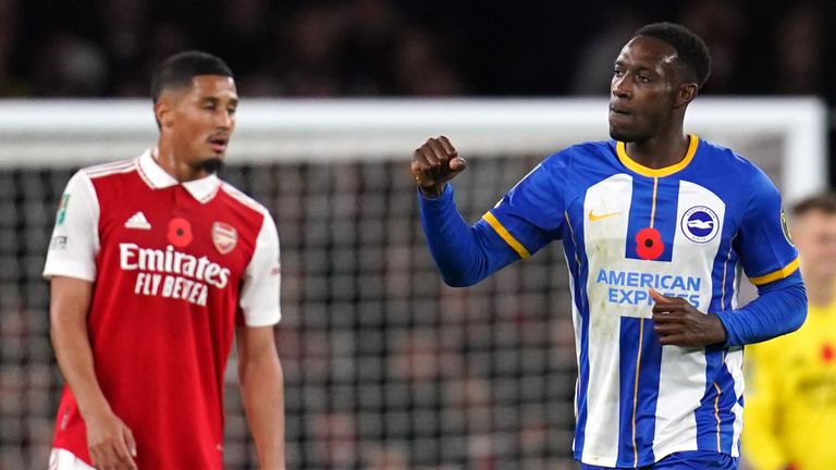 Arsenal 1-3 Brighton: Seagulls hit back to claim victory in Carabao Cup third-round tie
