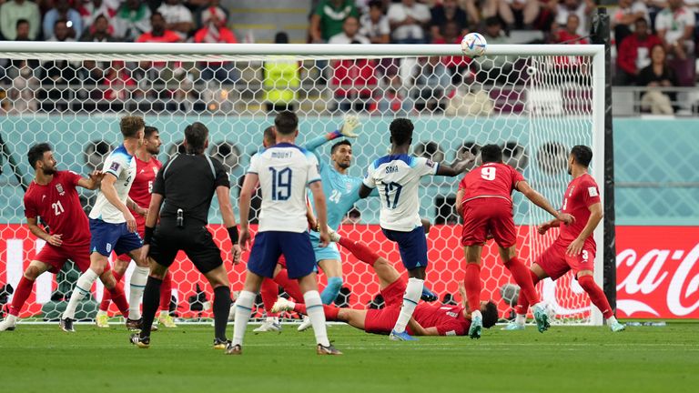 Bukayo Saka makes it 2-0 to England