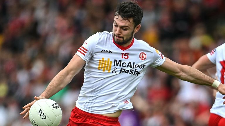 5 June 2022; Conor McKenna of Tyrone during the GAA Football All-Ireland Senior Championship Round 1 match between Armagh and Tyrone at Athletic Grounds in Armagh. Photo by Ramsey Cardy/Sportsfile