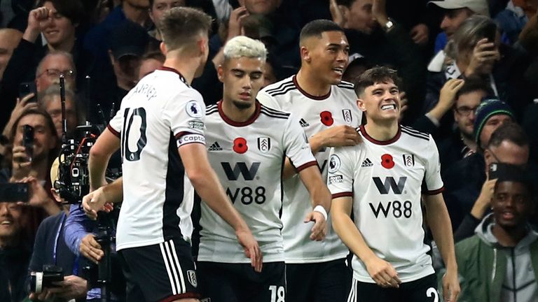 Daniel James celebrates with team-mates after scoring his side's opening goal