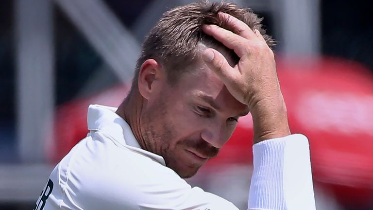 Australia...s David Warner reacts while walks back to pavilion after his dismissal on the fourth day of the third test match between Pakistan and Australia at the Gaddafi Stadium in Lahore, Pakistan, Thursday, March 24, 2022. (AP Photo/K.M. Chaudary).