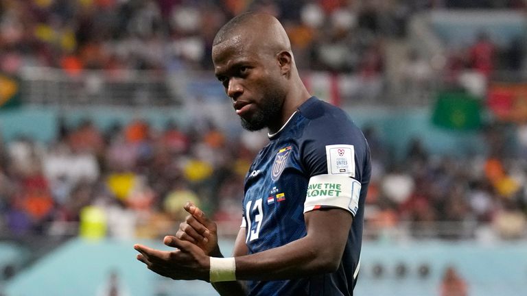 Enner Valencia celebrates after equalising for Ecuador