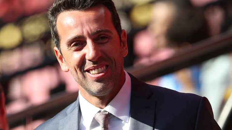 Arsenal coach EDU during the Premier League match at Vicarage Road and Watford. PA image. Photo date: Sunday, September 15, 2019. See Pa Story Soccer Watford. Credit photo must be read: Nick Pots/PA WIRE. Restrictions: Using editing only does not use with unauthorized sound, video, data, installation lists, club/league slogans, or "He lives" Services. Online use in the match is limited to 120 photos, there is no video simulation. There is no use in betting, games, club/league publications/player.